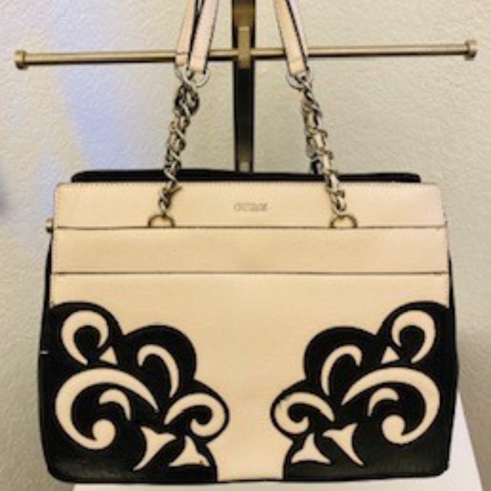 Guess Leather Cream and Black Handbag